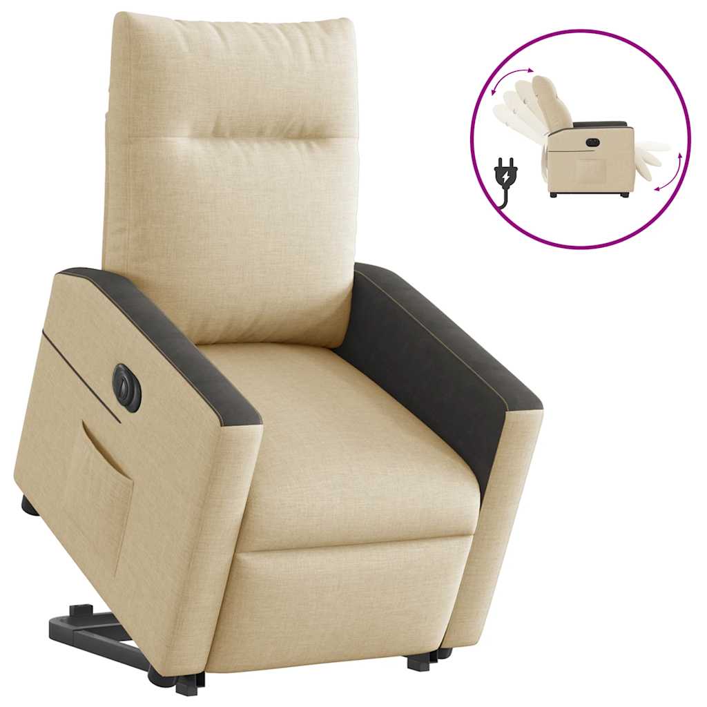 vidaXL Fauteuil relax électrique releveur en tissu crème