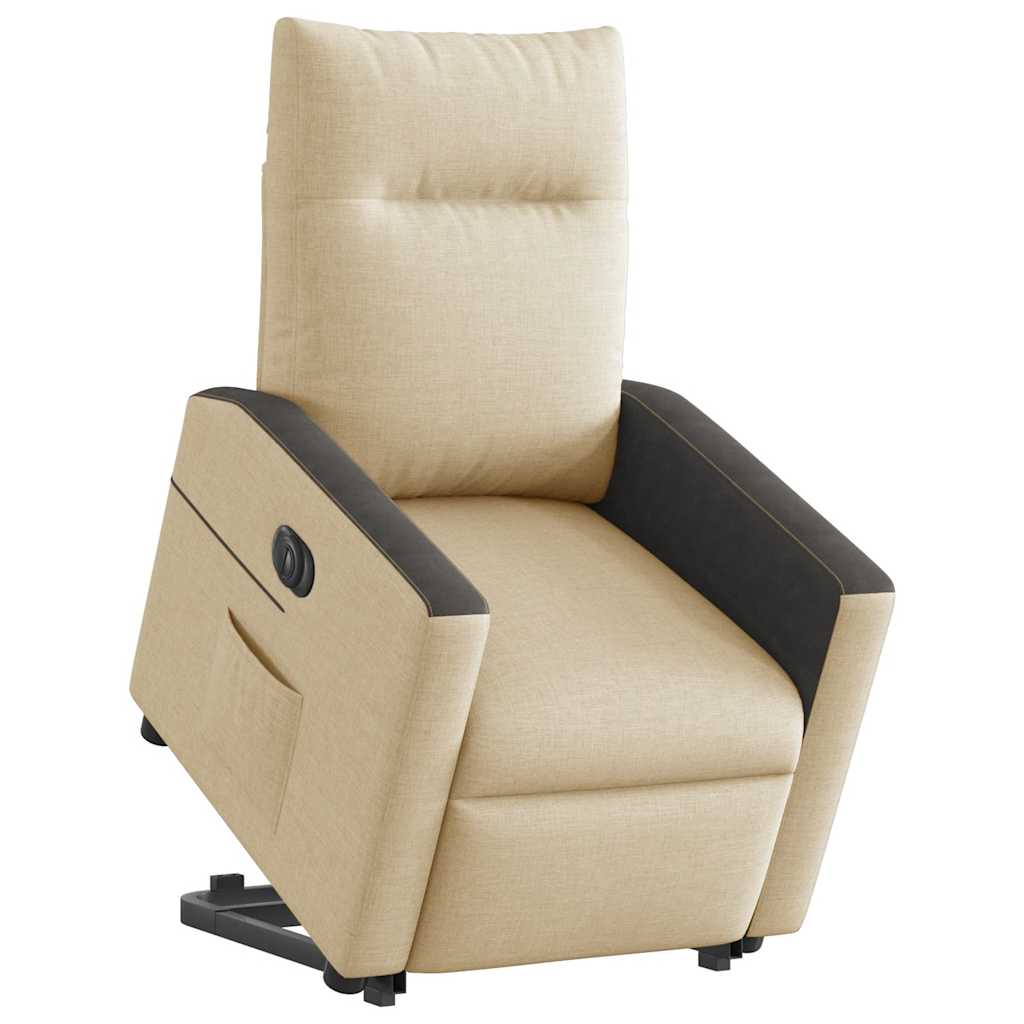 vidaXL Fauteuil relax électrique releveur en tissu crème