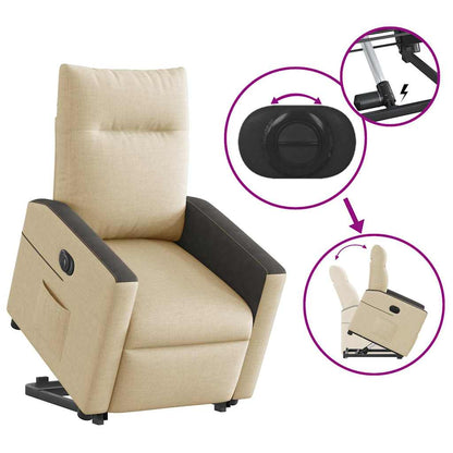 vidaXL Fauteuil relax électrique releveur en tissu crème
