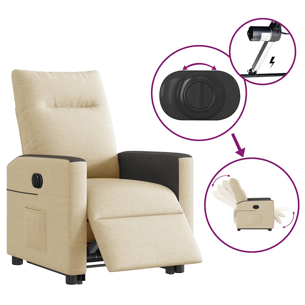 vidaXL Fauteuil relax électrique releveur en tissu crème