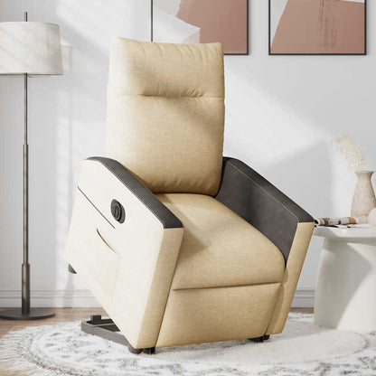 vidaXL Fauteuil relax électrique releveur en tissu crème