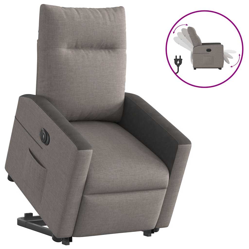 vidaXL Fauteuil inclinable électrique avec fonction de levage en tissu taupe