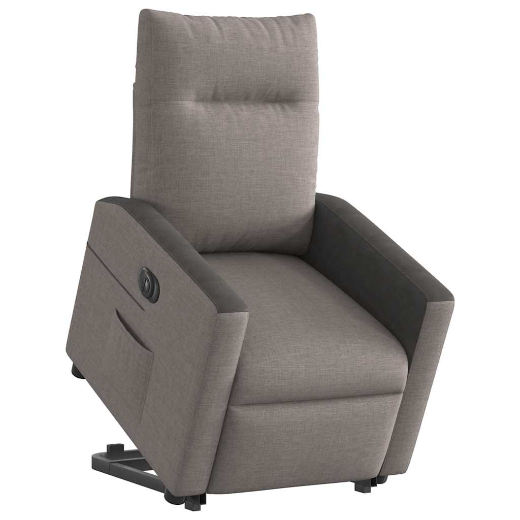 vidaXL Fauteuil inclinable électrique avec fonction de levage en tissu taupe