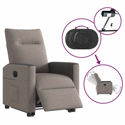 vidaXL Fauteuil inclinable électrique avec fonction de levage en tissu taupe