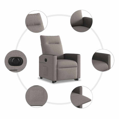 vidaXL Fauteuil inclinable électrique avec fonction de levage en tissu taupe