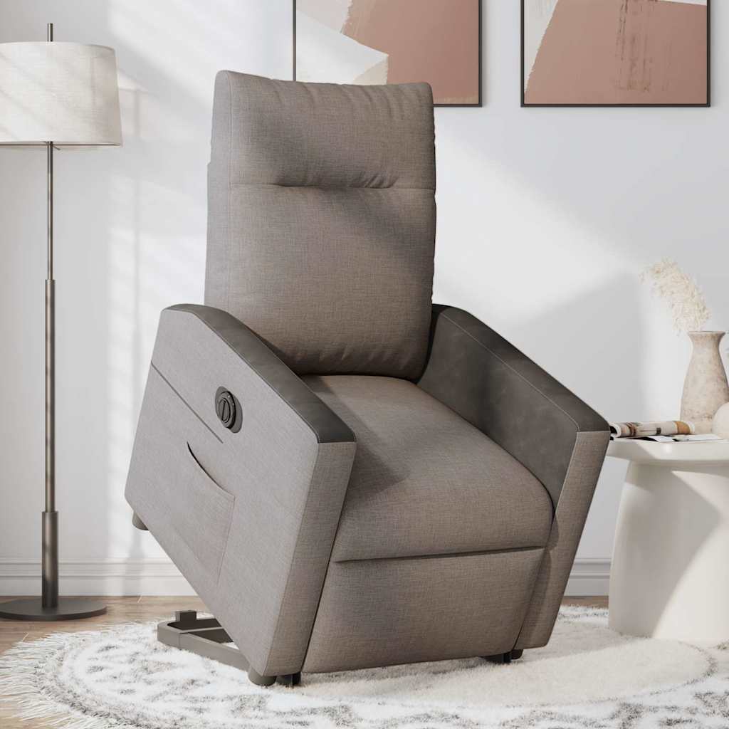 vidaXL Fauteuil inclinable électrique avec fonction de levage en tissu taupe