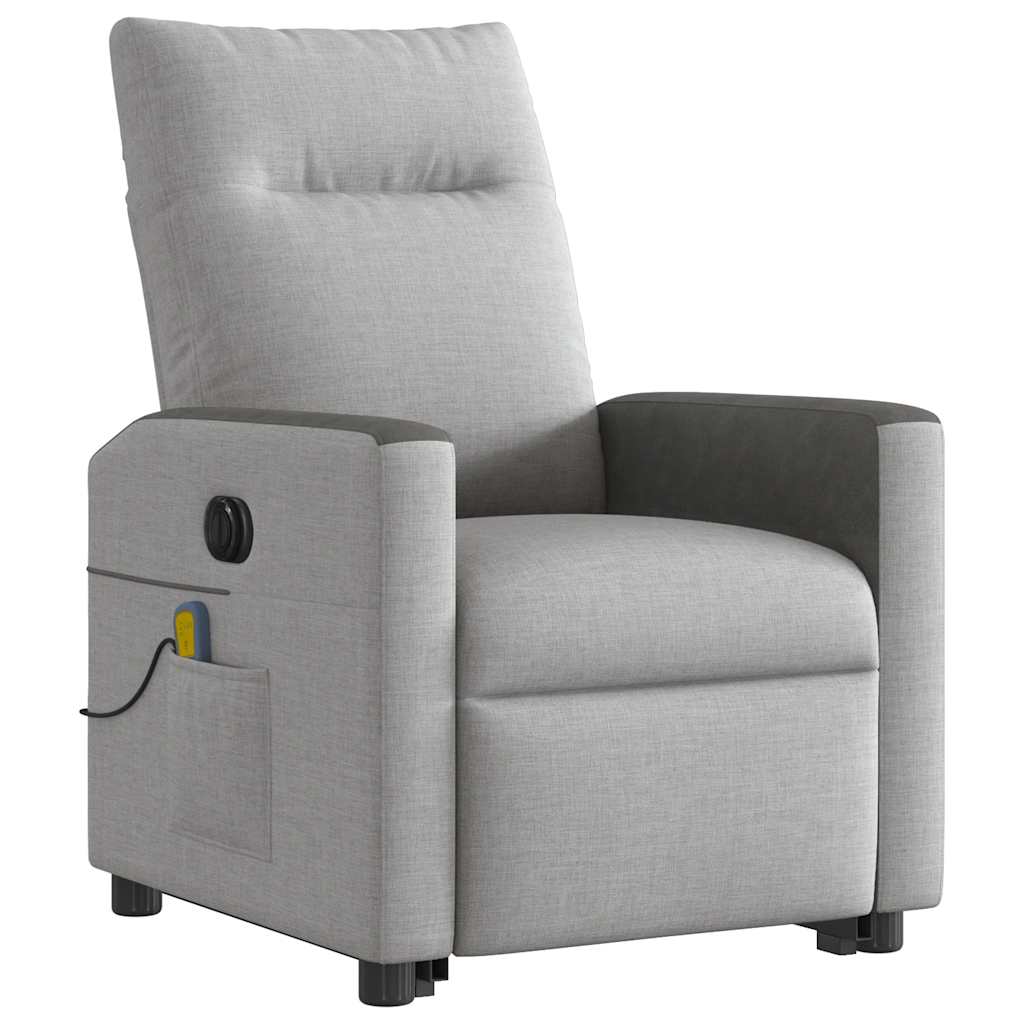 vidaXL Fauteuil de massage inclinable et releveur électrique en tissu gris nuage