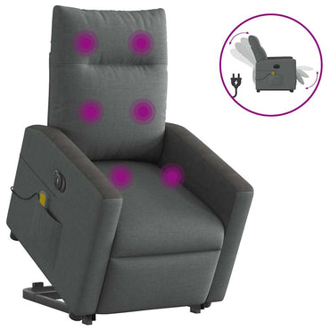 vidaXL Fauteuil de massage électrique releveur en tissu gris foncé