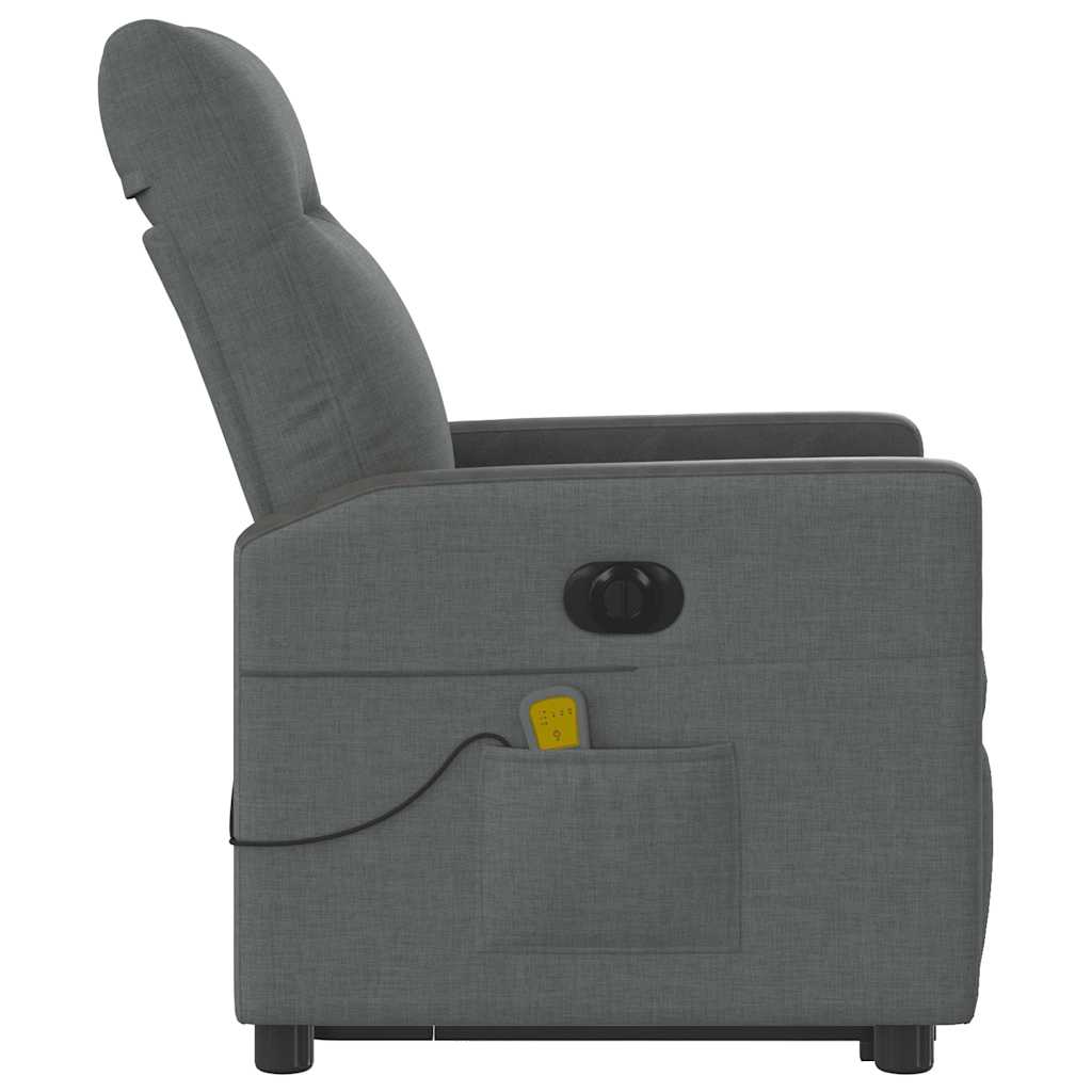 vidaXL Fauteuil de massage électrique releveur en tissu gris foncé
