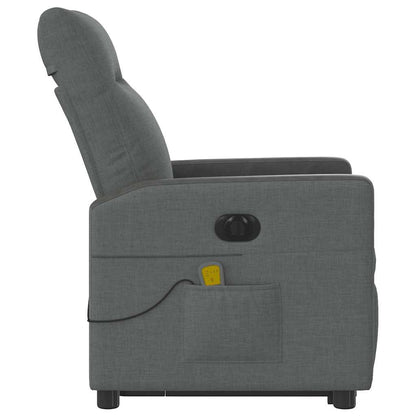 vidaXL Fauteuil de massage électrique releveur en tissu gris foncé