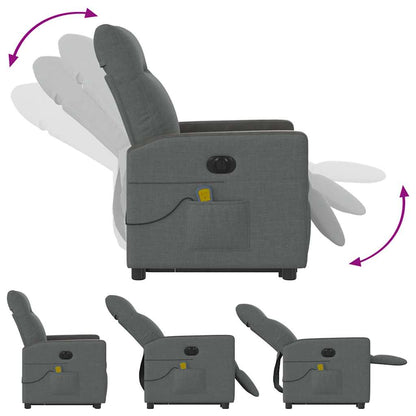 vidaXL Fauteuil de massage électrique releveur en tissu gris foncé