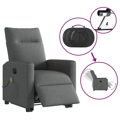 vidaXL Fauteuil de massage électrique releveur en tissu gris foncé