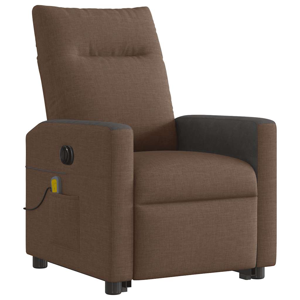 vidaXL Elektrischer Massagesessel mit Aufstehhilfe Braun Stoff