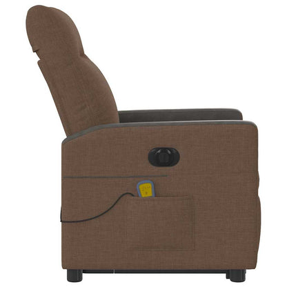vidaXL Elektrischer Massagesessel mit Aufstehhilfe Braun Stoff