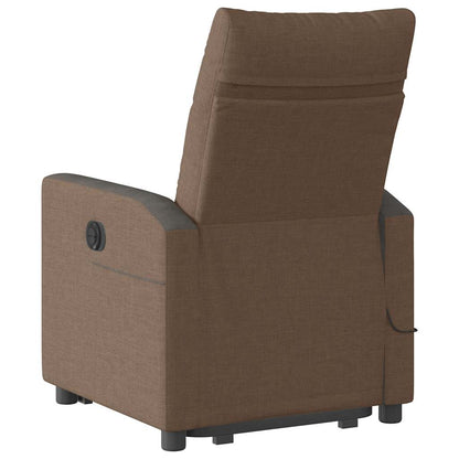 vidaXL Elektrischer Massagesessel mit Aufstehhilfe Braun Stoff