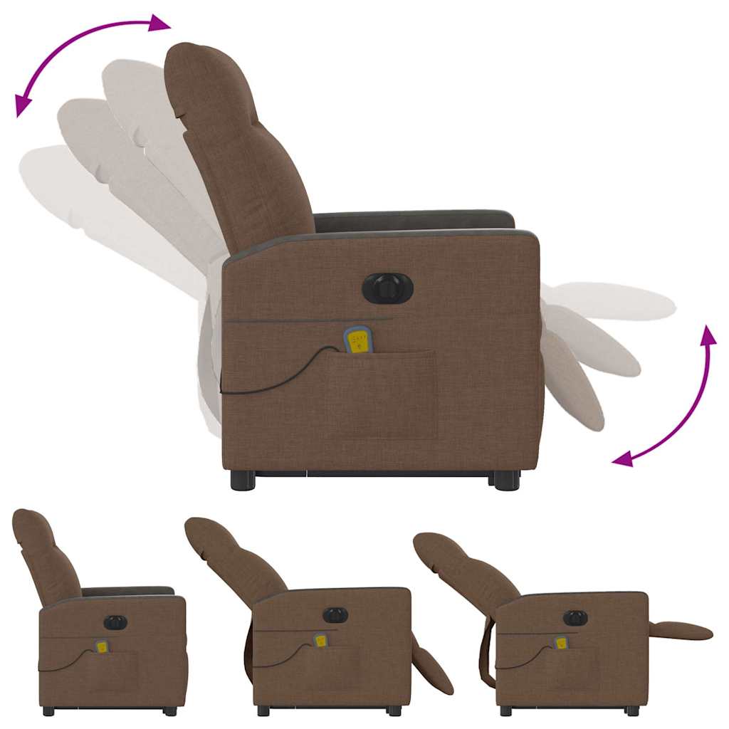 vidaXL Elektrischer Massagesessel mit Aufstehhilfe Braun Stoff