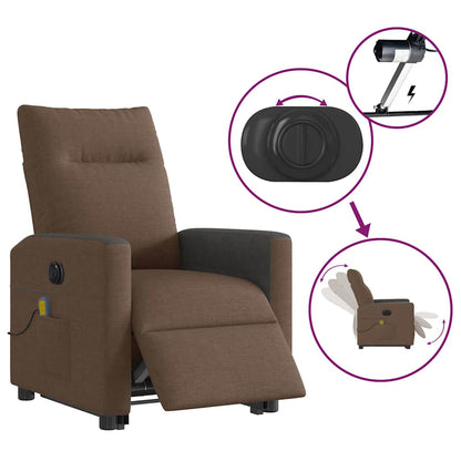 vidaXL Elektrischer Massagesessel mit Aufstehhilfe Braun Stoff