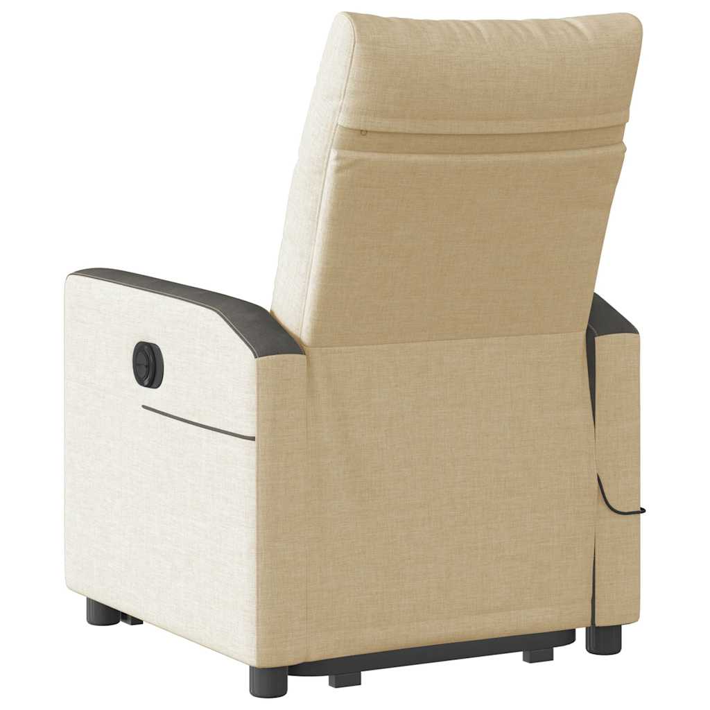 vidaXL Elektrischer Massagesessel mit Aufstehhilfe Creme Stoff