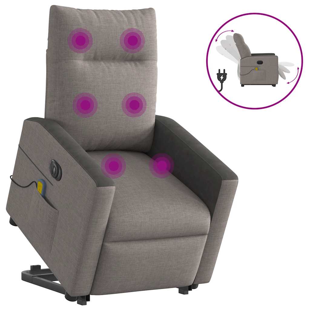 vidaXL Fauteuil de massage électrique releveur tissu taupe