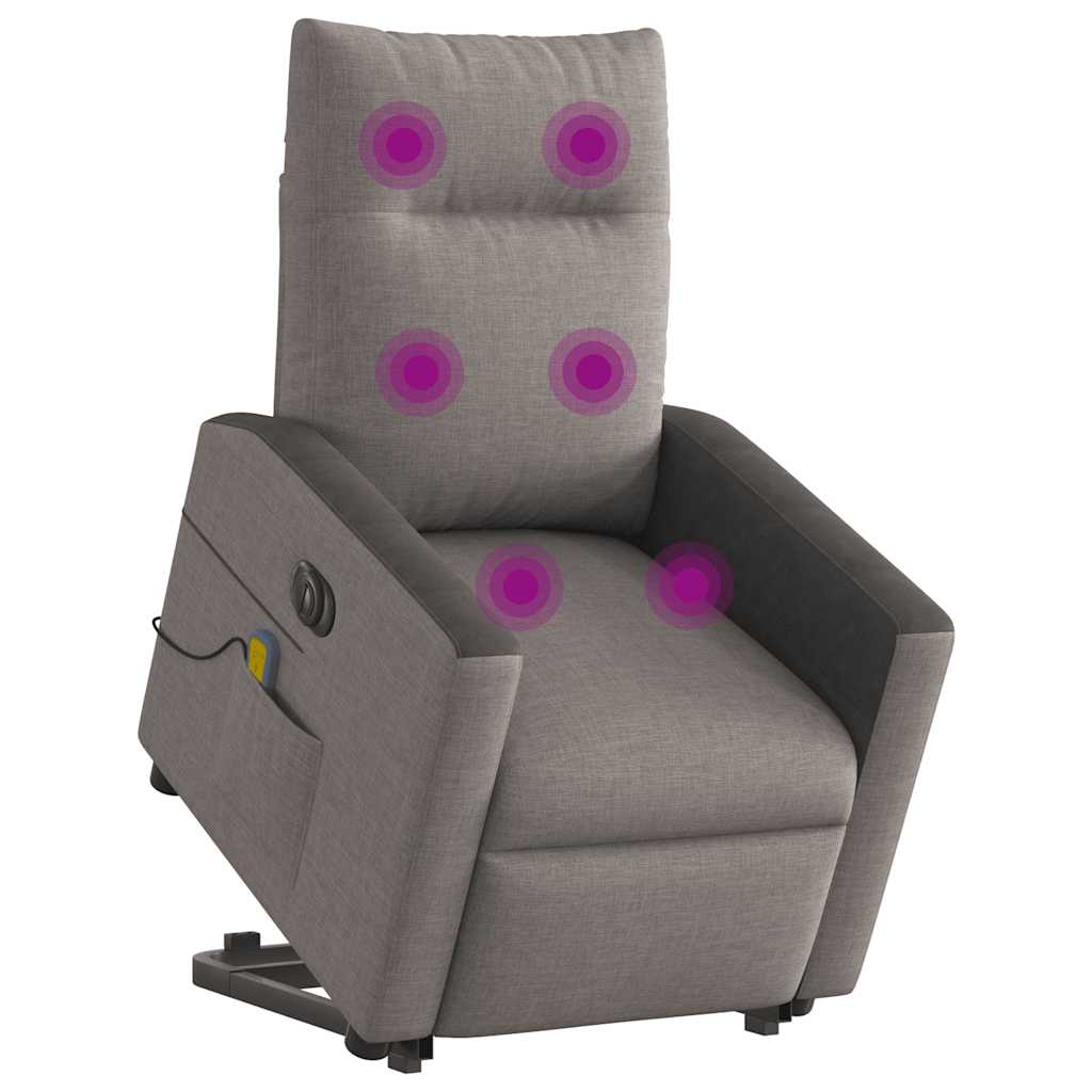 vidaXL Fauteuil de massage électrique releveur tissu taupe