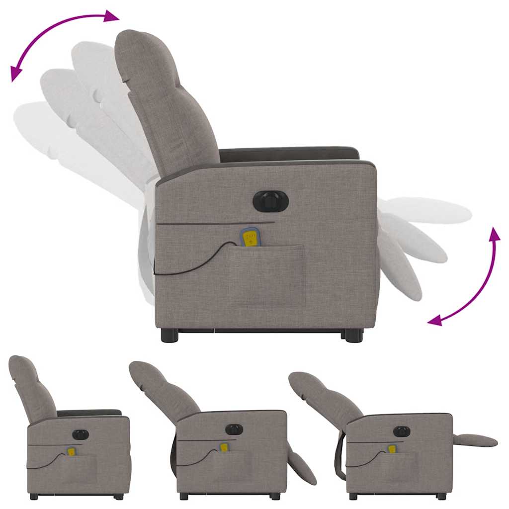 vidaXL Fauteuil de massage électrique releveur tissu taupe
