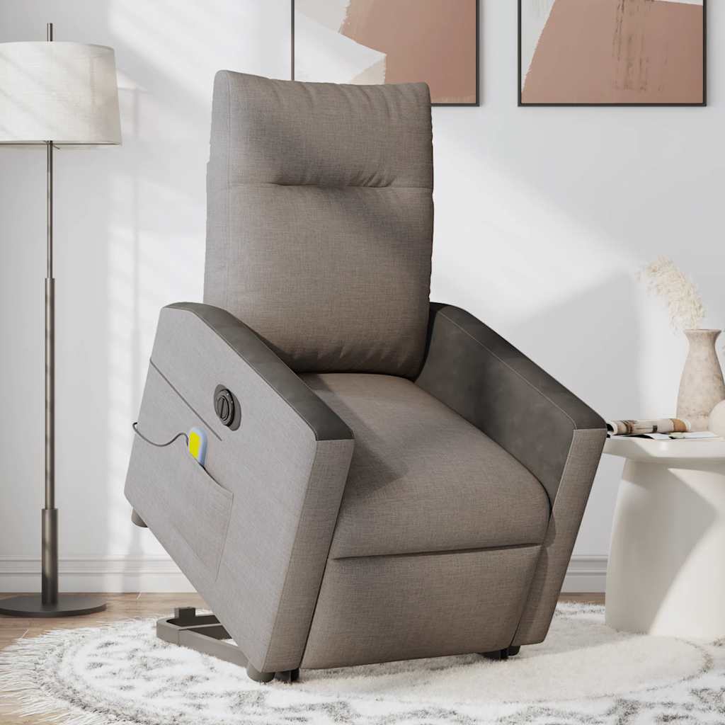 vidaXL Fauteuil de massage électrique releveur tissu taupe