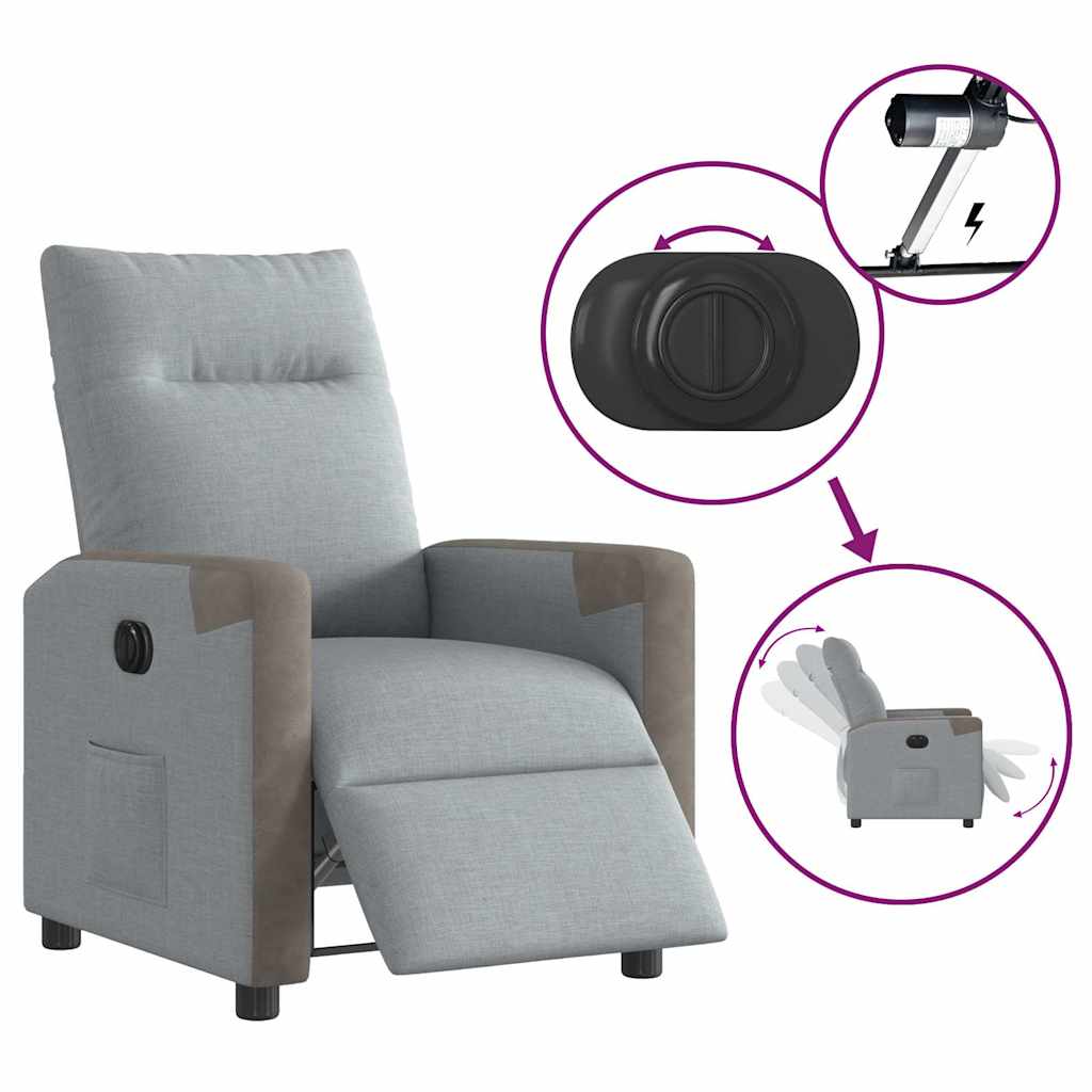 vidaXL Relaxsessel Elektrisch Hellgrau Stoff
