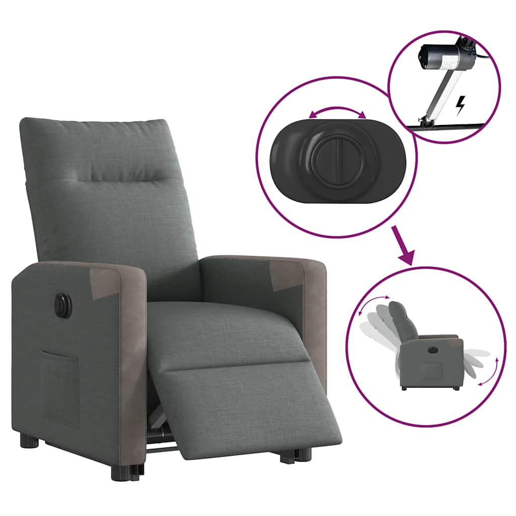 vidaXL Relaxsessel Elektrisch Dunkelgrau Stoff