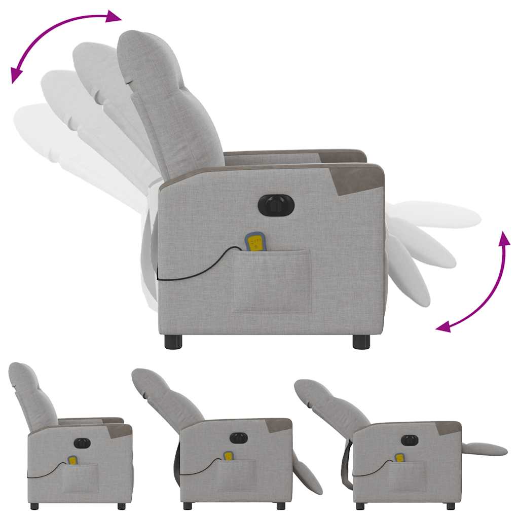vidaXL Massagesessel Elektrisch Wolkengrau Stoff