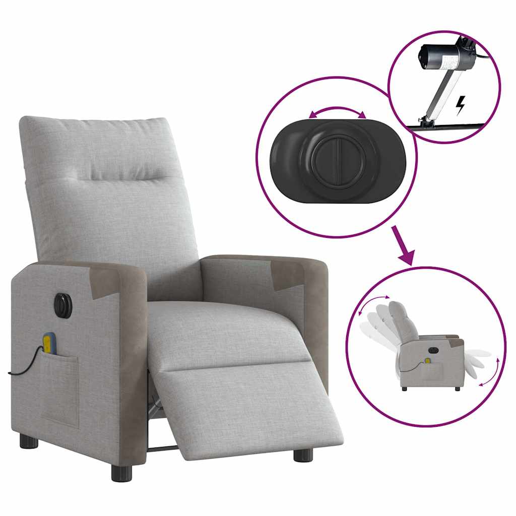 vidaXL Massagesessel Elektrisch Wolkengrau Stoff