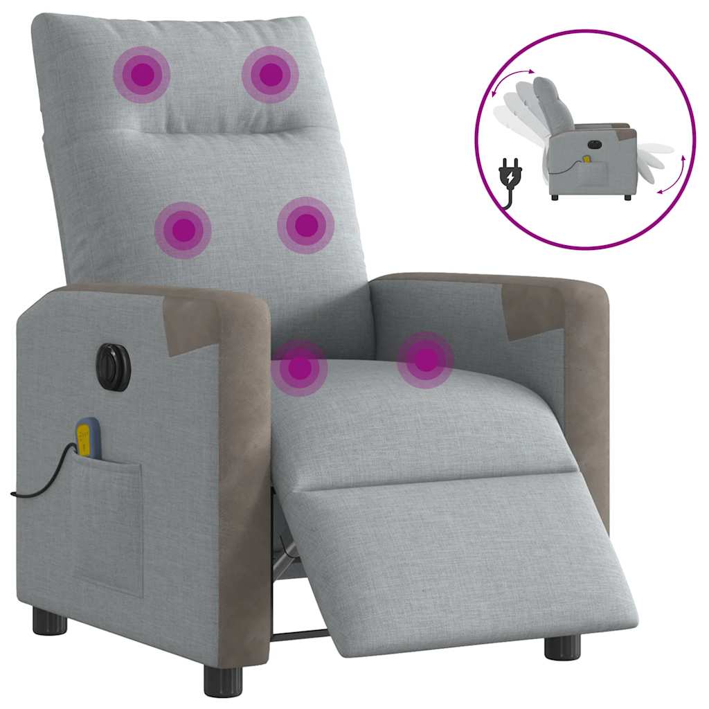 vidaXL Massagesessel Elektrisch Hellgrau Stoff