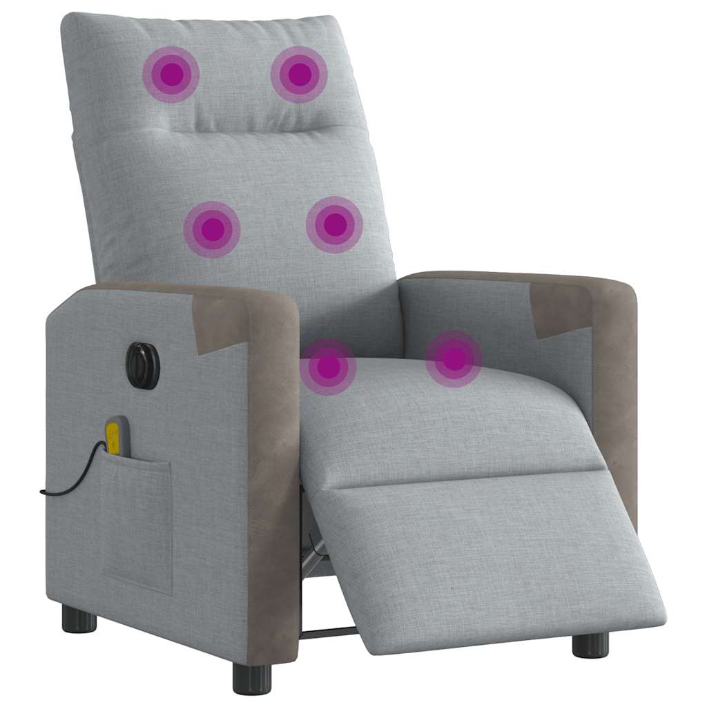 vidaXL Massagesessel Elektrisch Hellgrau Stoff