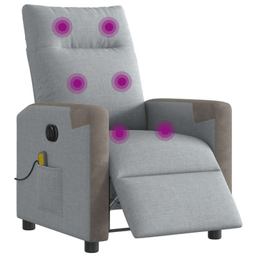 vidaXL Massagesessel Elektrisch Hellgrau Stoff