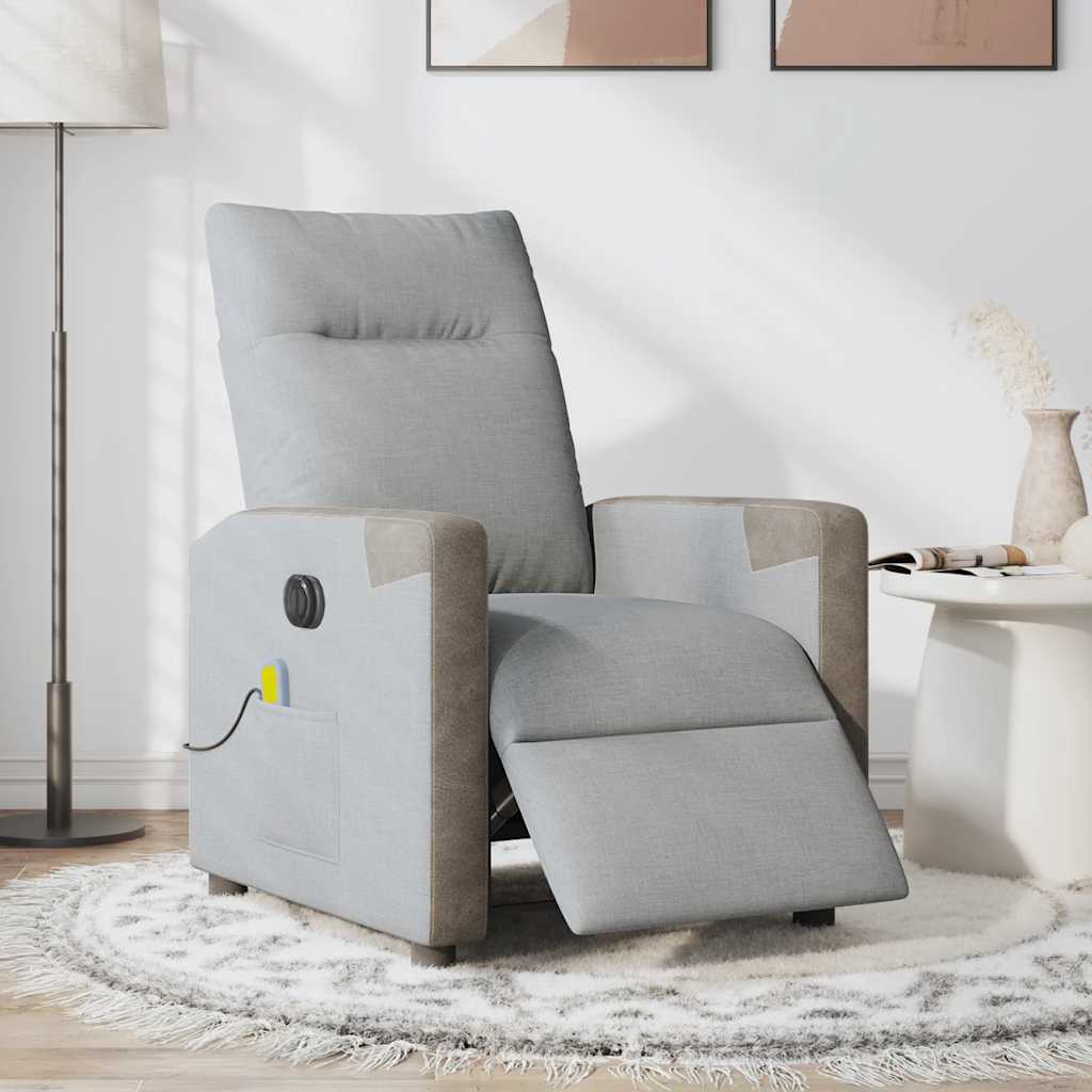 vidaXL Massagesessel Elektrisch Hellgrau Stoff