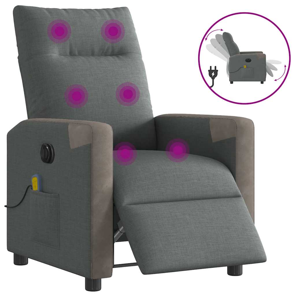 vidaXL Massagesessel Elektrisch Dunkelgrau Stoff