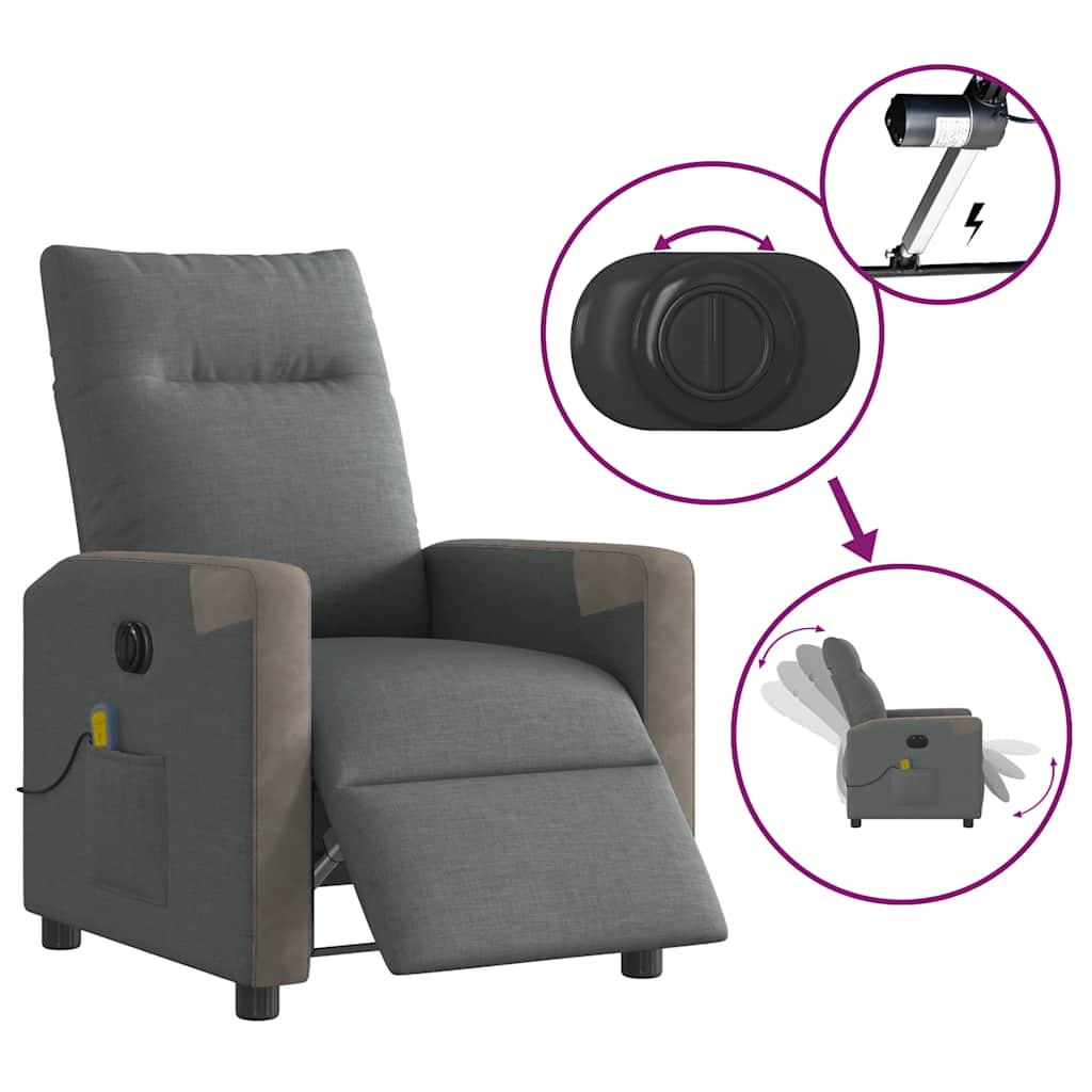 vidaXL Massagesessel Elektrisch Dunkelgrau Stoff