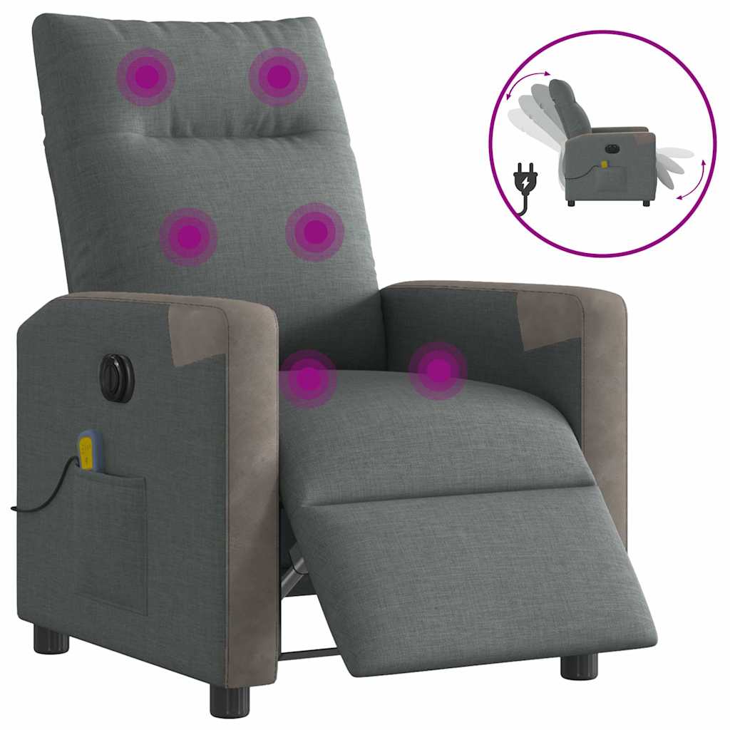 vidaXL Massagesessel Elektrisch Dunkelgrau Stoff