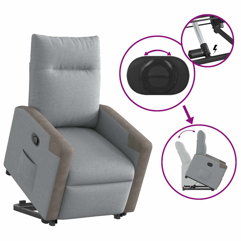 vidaXL Relaxsessel mit Aufstehhilfe Hellgrau Stoff