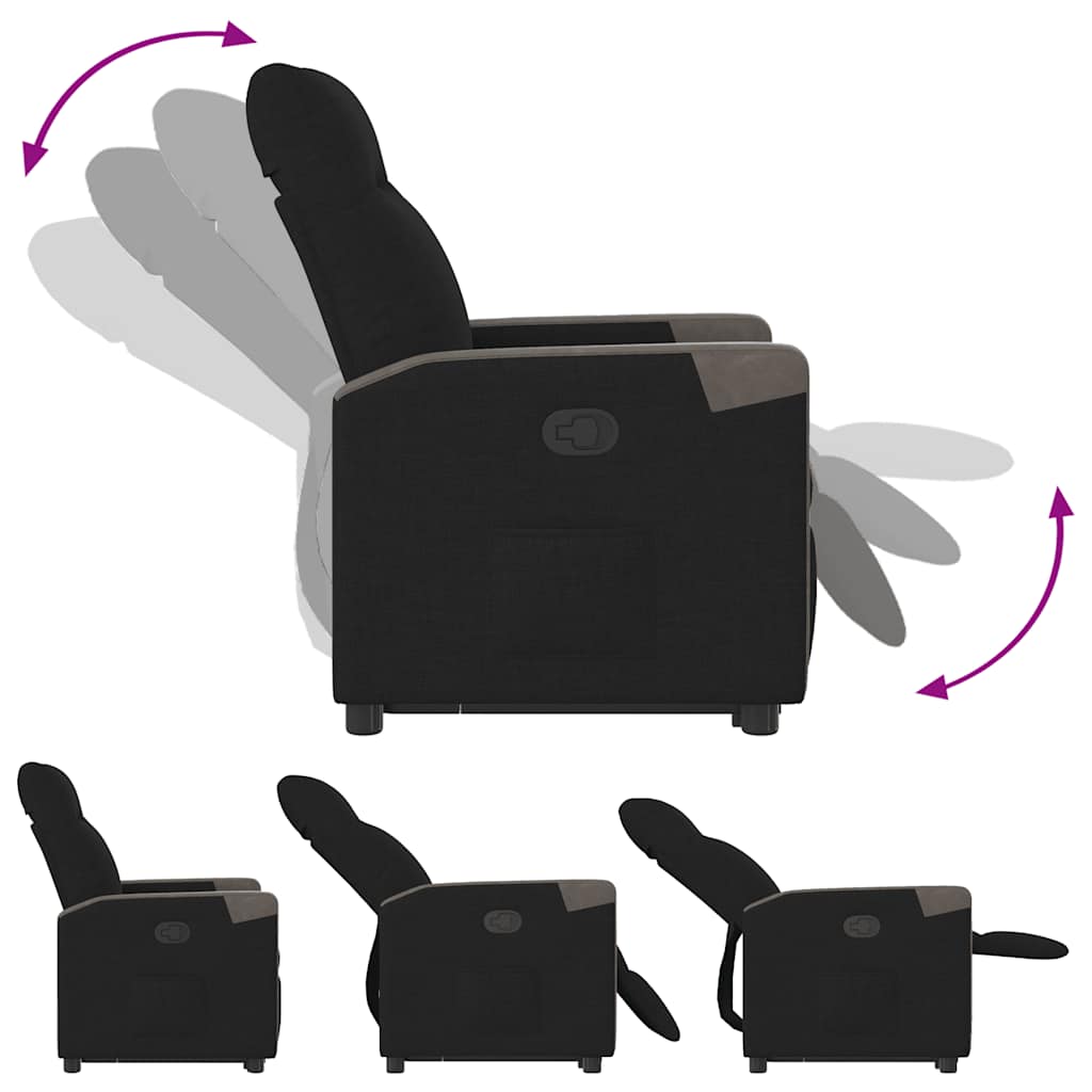 vidaXL Relaxsessel mit Aufstehhilfe Schwarz Stoff