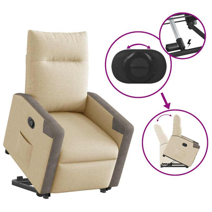 vidaXL Relaxsessel mit Aufstehhilfe Creme Stoff