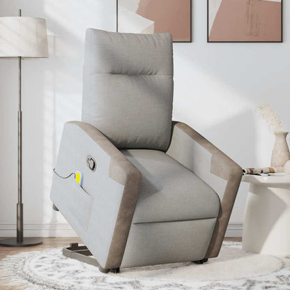 vidaXL Massagesessel mit Aufstehhilfe Wolkengrau Stoff