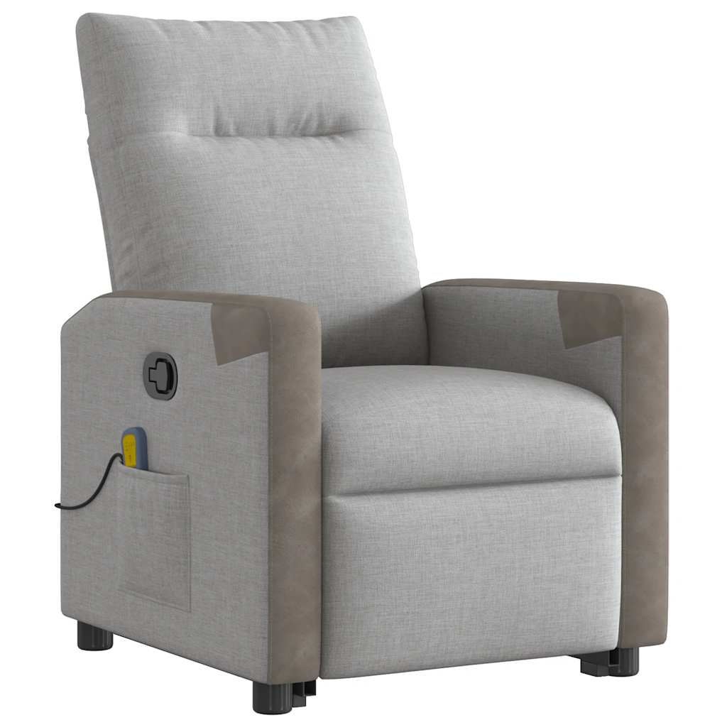 vidaXL Massagesessel mit Aufstehhilfe Wolkengrau Stoff