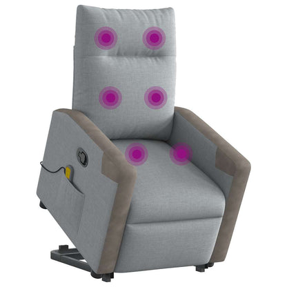 vidaXL Massagesessel mit Aufstehhilfe Hellgrau Stoff