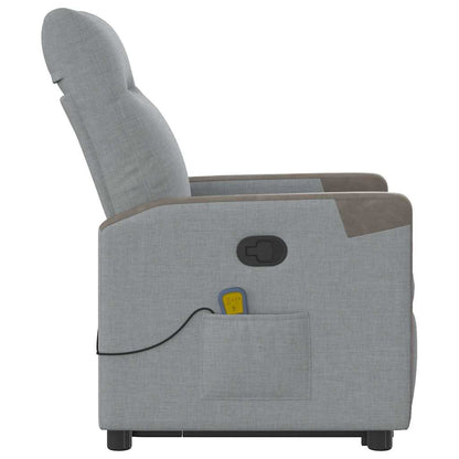 vidaXL Massagesessel mit Aufstehhilfe Hellgrau Stoff