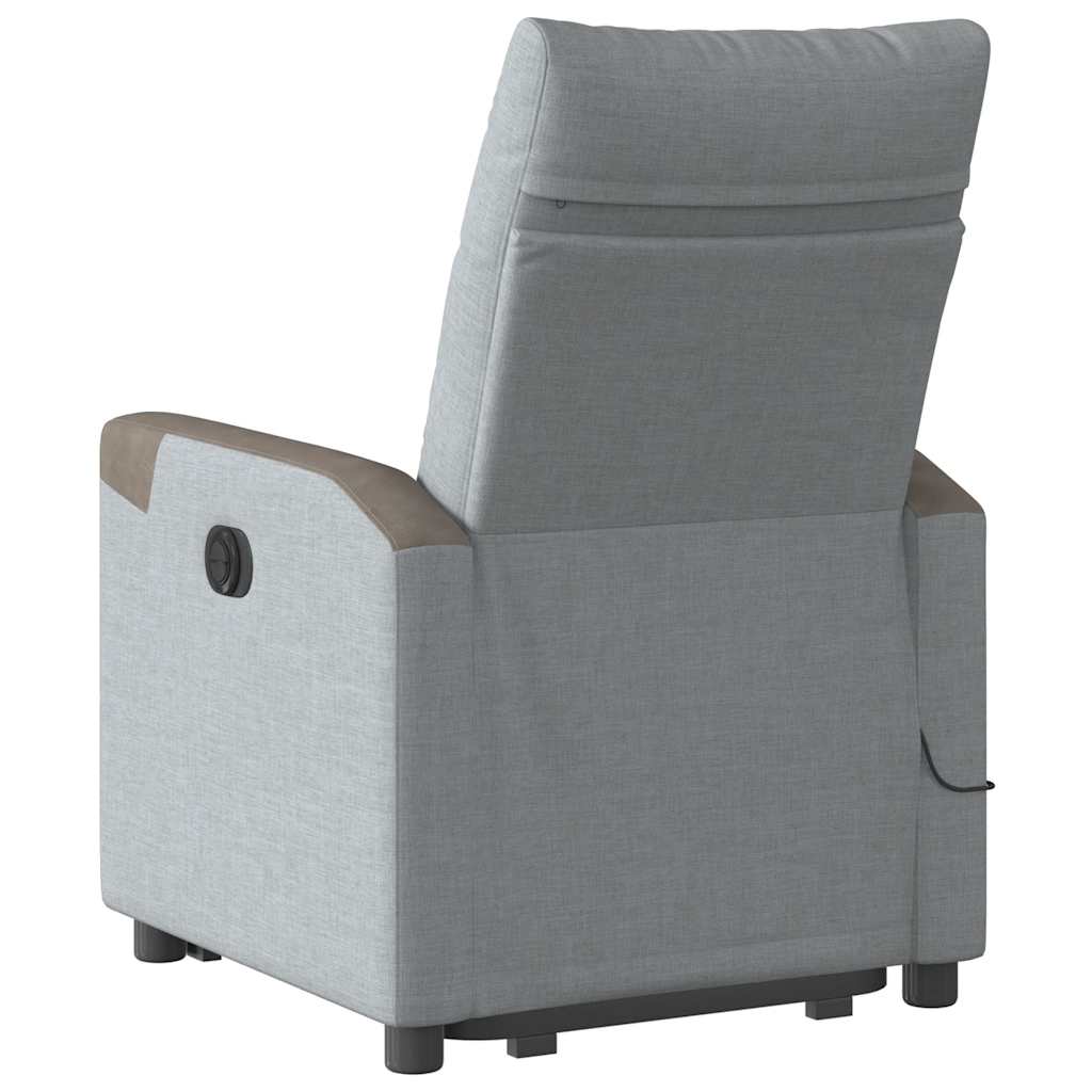 vidaXL Massagesessel mit Aufstehhilfe Hellgrau Stoff
