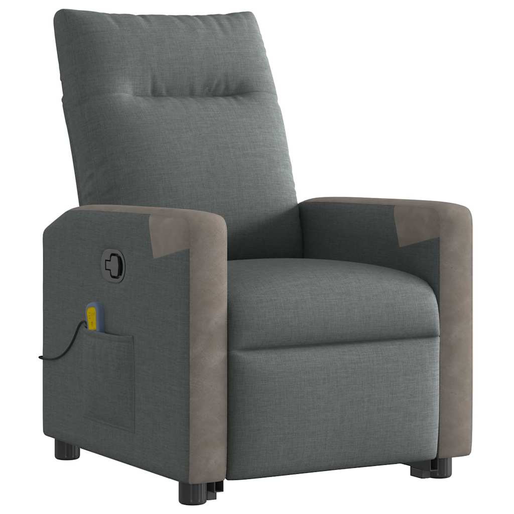 vidaXL Massagesessel mit Aufstehhilfe Dunkelgrau Stoff