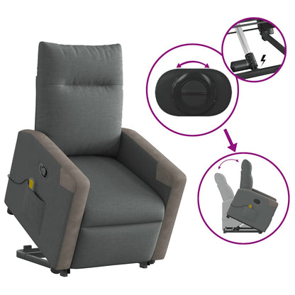 vidaXL Massagesessel mit Aufstehhilfe Dunkelgrau Stoff