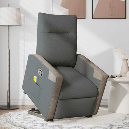 vidaXL Massagesessel mit Aufstehhilfe Dunkelgrau Stoff