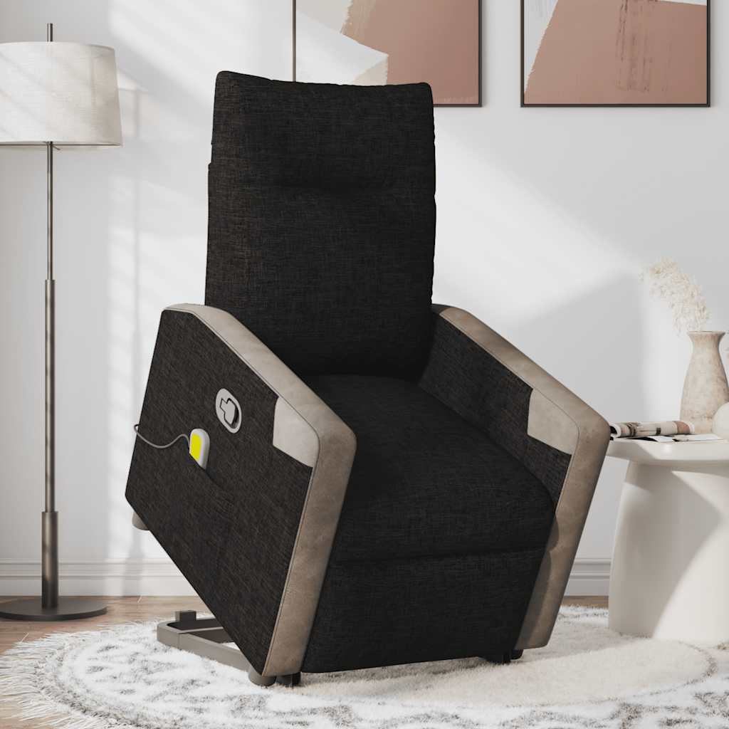 vidaXL Massagesessel mit Aufstehhilfe Schwarz Stoff