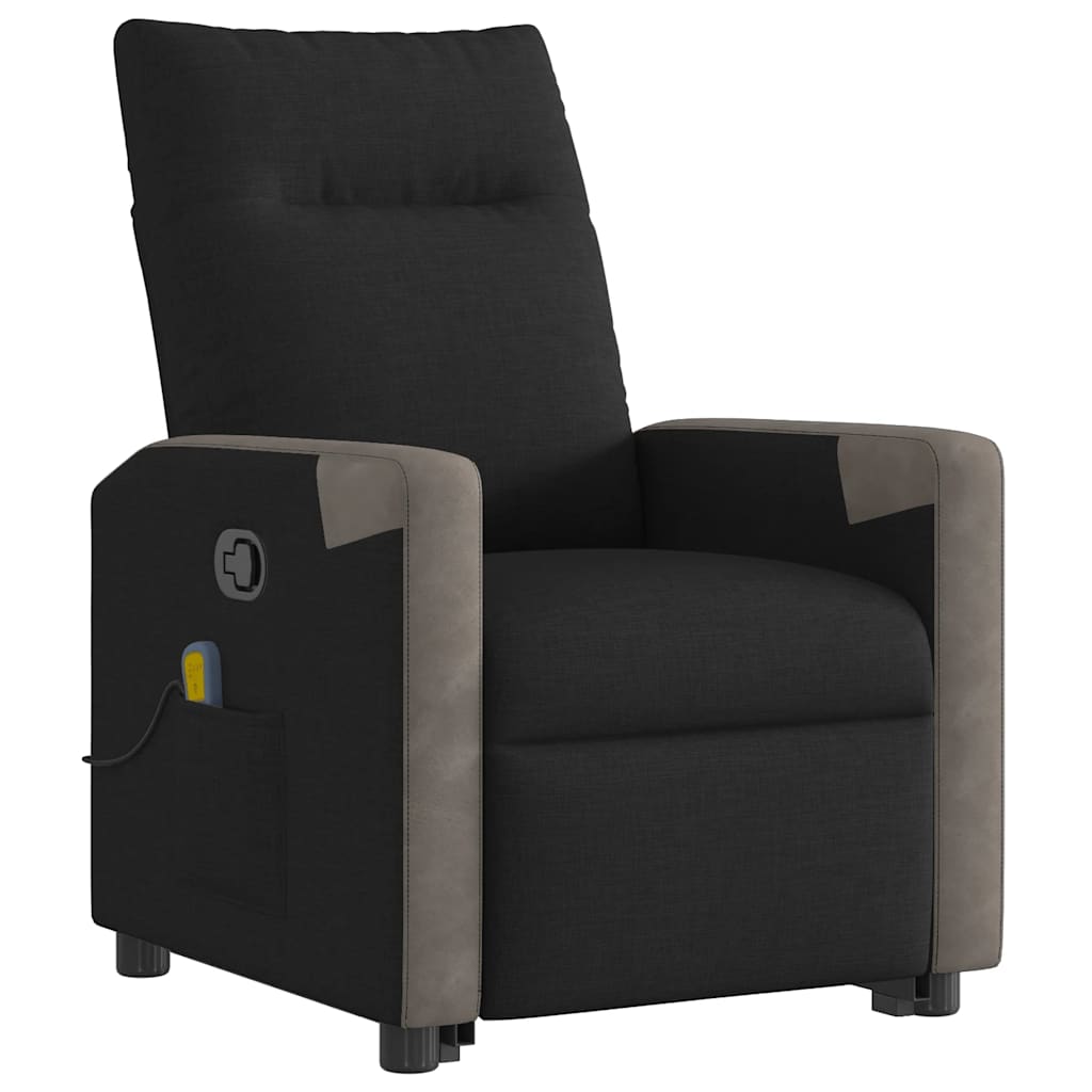 vidaXL Massagesessel mit Aufstehhilfe Schwarz Stoff